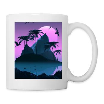 Vaporwave Aesthetic Tropical Island Palm Trees - Mug - white - Right