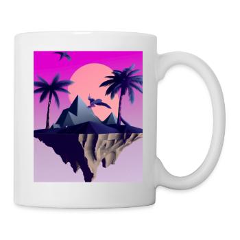 Vaporwave Aesthetic Fliegende Insel - Tasse - Weiß - Rechts