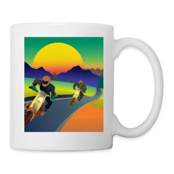 Vaporwave Aesthetic Sonnenuntergang Berge - Tasse - Weiß - Rechts