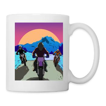 Vaporwave Aesthetic Sonnenuntergang Berge - Tasse - Weiß - Rechts