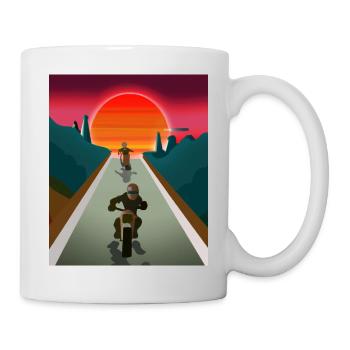 Vaporwave Aesthetic Sonnenuntergang Berge - Tasse - Weiß - Rechts