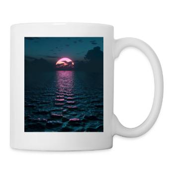 Vaporwave Aesthetic Sonnenuntergang Meer - Tasse - Weiß - Rechts