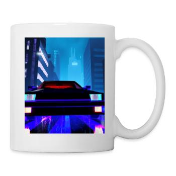 Vaporwave Aesthetic Auto Night Skyscraper - Mug - white - Right