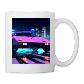 Vaporwave Aesthetic Sports Car Rain Night - Mug blanc - blanc - Droite