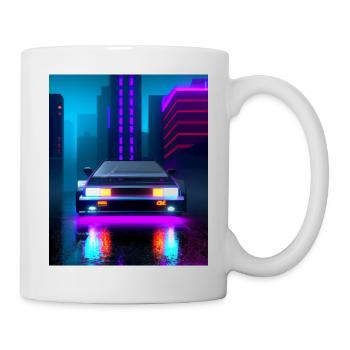 Vaporwave Aesthetic Sports Car Rain Gratte-ciel - Mug blanc - blanc - Droite
