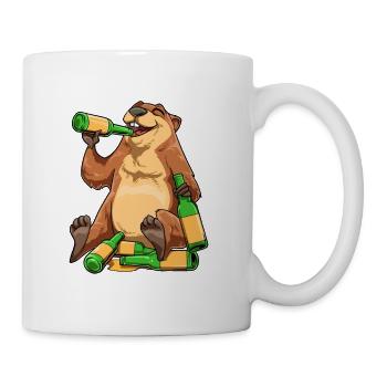 Lustiges Murmeltier trinkt Bier - Tasse - Weiß - Rechts