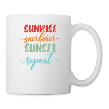 Lever de soleil Coup de soleil Coucher de soleil Répéter Vintage Vacances Jeu de mots - Mug blanc - blanc - Droite