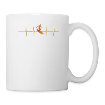 Vintage Surfer Heartbeat Surf Wellen Surfspaß - Tasse - Weiß - Rechts