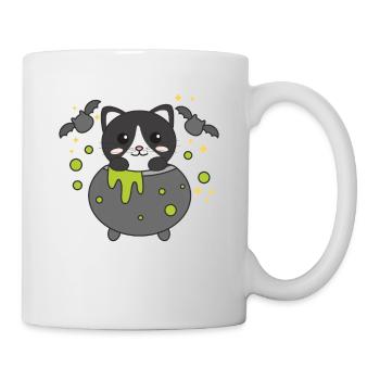 Cat Happy Halloween Cauldron Bat - Mug - white - Right