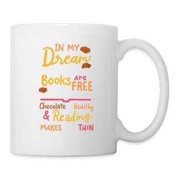Schokolade Bücherwurm Lustige Lesen - Tasse - Weiß - Rechts