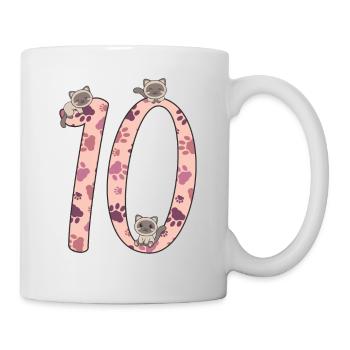 Chat siamois dixième anniversaire pour les enfants chats - Mug blanc - blanc - Droite
