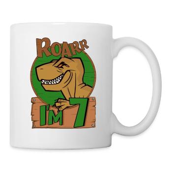 7 ans T Rex Dinosaure Anniversaire Garçon à 7 ans - Mug blanc - blanc - Droite