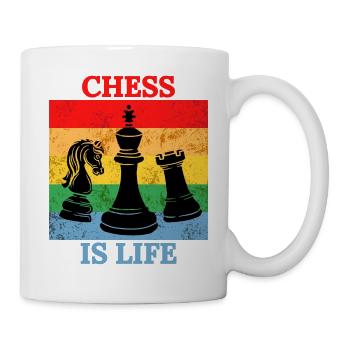 Les échecs colorés sont un t-shirt de vie - Mug blanc - blanc - Droite