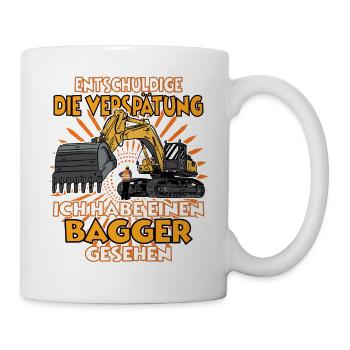 Ich habe einen Bagger gesehen Bagger - Tasse - Weiß - Rechts