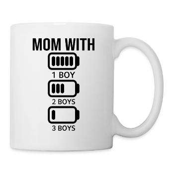 Maman avec trois garçons Batterie vide - Maman avec 3 So - Mug blanc - blanc - Droite