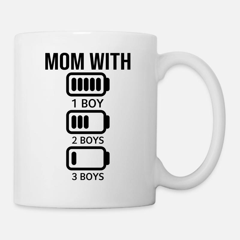Maman avec trois garçons Batterie vide - Maman avec 3 So - Mug blanc - blanc