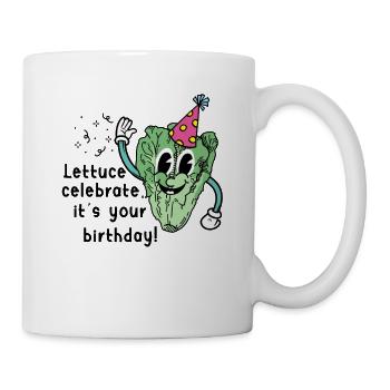 Vegan Lettuce Birthday Greeting Natal Day - Mug - white - Right
