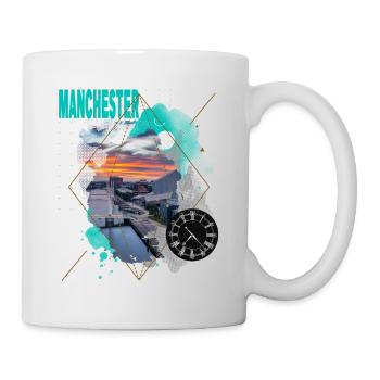 Manchester England UK Stadt Skyline Vintage Retro - Tasse - Weiß - Rechts