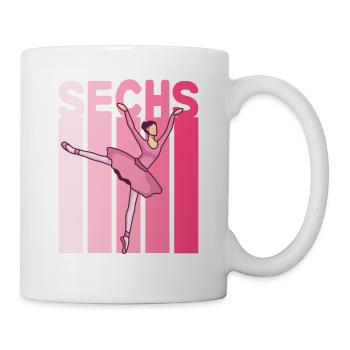 6.Geburtstag Mädchen Pink Ballerina Retro Style - Tasse - Weiß - Rechts