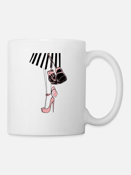 Gants de boxe roses Talons hauts - Cadeaux boxer pour femmes - Mug blanc - blanc