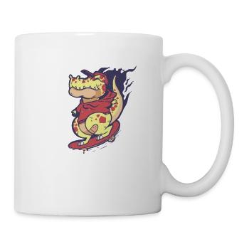 cool crocodile rides skateboard - Mug - white - Right