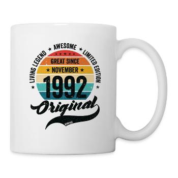 Rétro 30 ans Novembre 1992 Anniversaire Vintage - Mug blanc - blanc - Droite