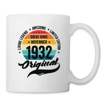 Retro 90 Years November 1932 Birthday Vintage - Tasse - Weiß - Rechts