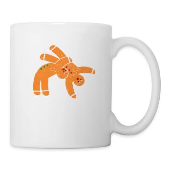 Lebkuchenmann Plätzchen Weihnachten Lustig Kampf - Tasse - Weiß - Rechts