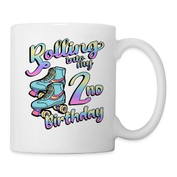 Rolling Into My 2nd Birthday Quad Skater - Tasse - Weiß - Rechts