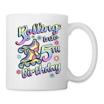 Rouler dans le 5ème anniversaire Roller Skater Inline - Mug blanc - blanc - Droite