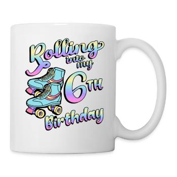 Rolling Into My 6th Birthday Quad Skater - Tasse - Weiß - Rechts