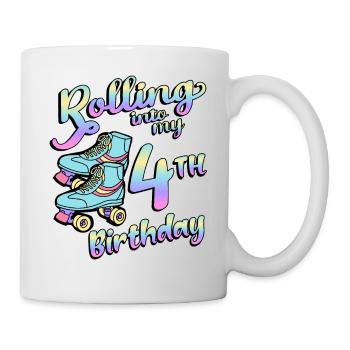 Rolling Into My 4th Birthday Quad Skater - Tasse - Weiß - Rechts