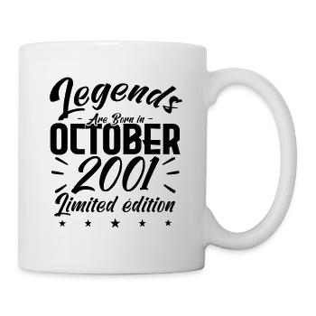 LEGENDS ARE BORN IM OKTOBER 2001 JUBILÄUMSGESCHENK - Tasse - Weiß - Rechts