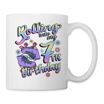 Rolling Into My 7th Birthday Quad Skater - Tasse - Weiß - Rechts