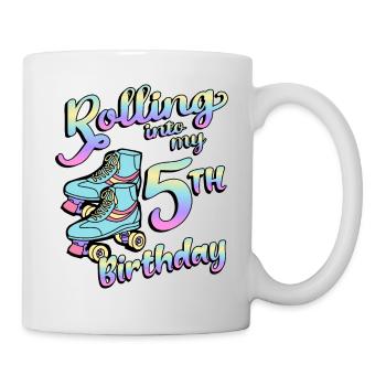 Rolling Into My 5th Birthday Quad Skater - Tasse - Weiß - Rechts