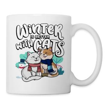 Winter is better with cats autumn season - Mug - white - Right