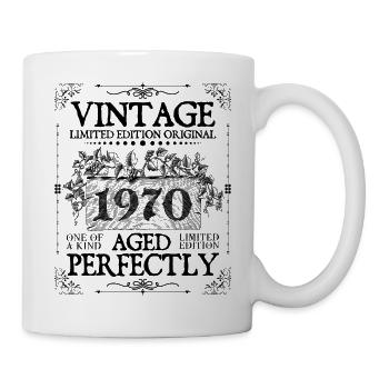 1970| Vintage Aged Perfectly seit 1970 Geburtstag - Tasse - Weiß - Rechts