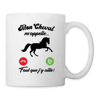 Mon cheval m'appelle faut quẹ j’y aille Cadeau - Mug blanc - blanc - Droite
