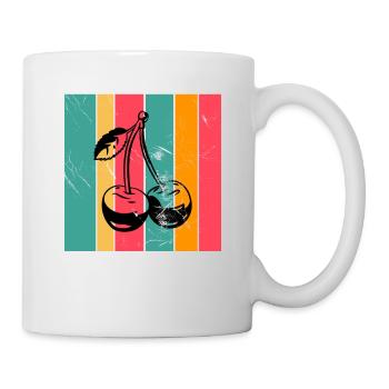 Cherry Fruit Lover Retro Healthy Gift idea - Mug - white - Right