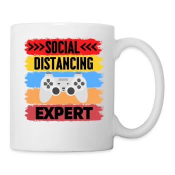 Expert en distanciation sociale chemise de jeu amusante - Mug blanc - blanc - Droite