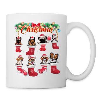 Weihnachten süße Hunde im Strumpf - Tasse - Weiß - Rechts