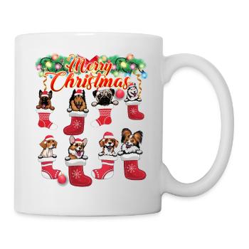 Mery Noël Chiens mignons en bas - Mug blanc - blanc - Droite