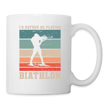 Retro I'd Rather Be Playing Biathlon Biathlete - Mug - white - Right