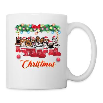 Chiens mignons et câlins dans les bas de Noël - Mug blanc - blanc - Droite