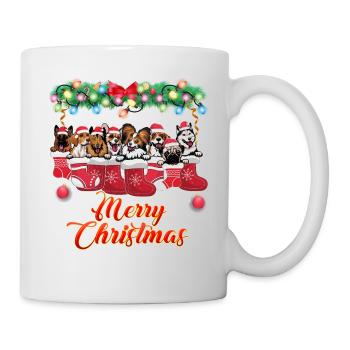 Süße und kuschelige Hunde als Weihnachtsschmuck - Tasse - Weiß - Rechts