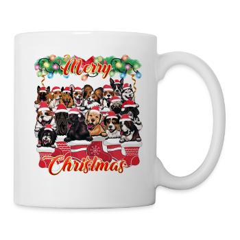 Hunde als Weihnachtsdekoration - Süße Hunde Weihnachten - Tasse - Weiß - Rechts