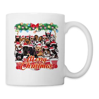 Merry Christmas from Cute and Cuddly Dogs - Mug - white - Right