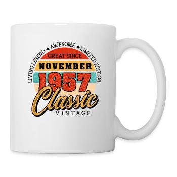 Retro 65 Years November 1957 Birthday Vintage - Tasse - Weiß - Rechts