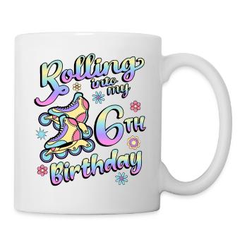 Rouler dans mon 6e anniversaire Roller Skater Inline - Mug blanc - blanc - Droite