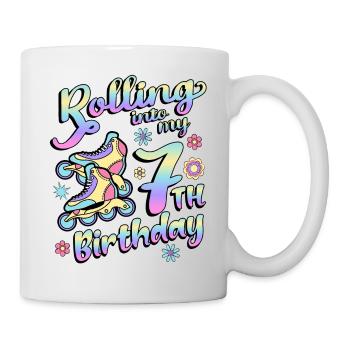 Rolling Into My 7th Birthday Roller Skater Inline - Tasse - Weiß - Rechts